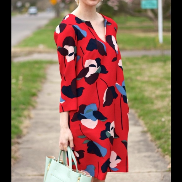 Boden Red and Pink Floral Dress Size 6 - Picture 3 of 10